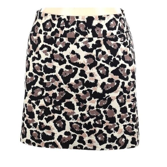 Ann Taylor Loft Animal Leopard Print Mid Rise Pencil Mini Skirt size 2 Petite - Picture 1 of 5